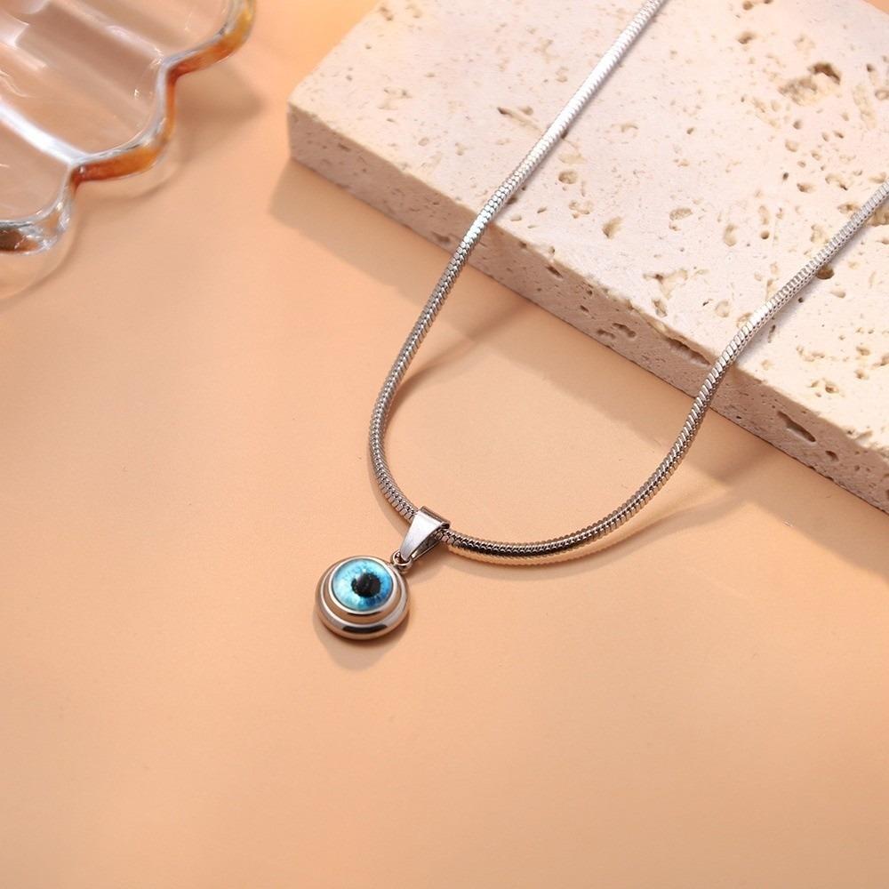 

Durable Blue Eyes Choker Chain Titanium Demon Eye Earrings Wedding Eye Necklace Women Style B