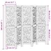 5 Panel Room Divider White Solid Wood Paulownia