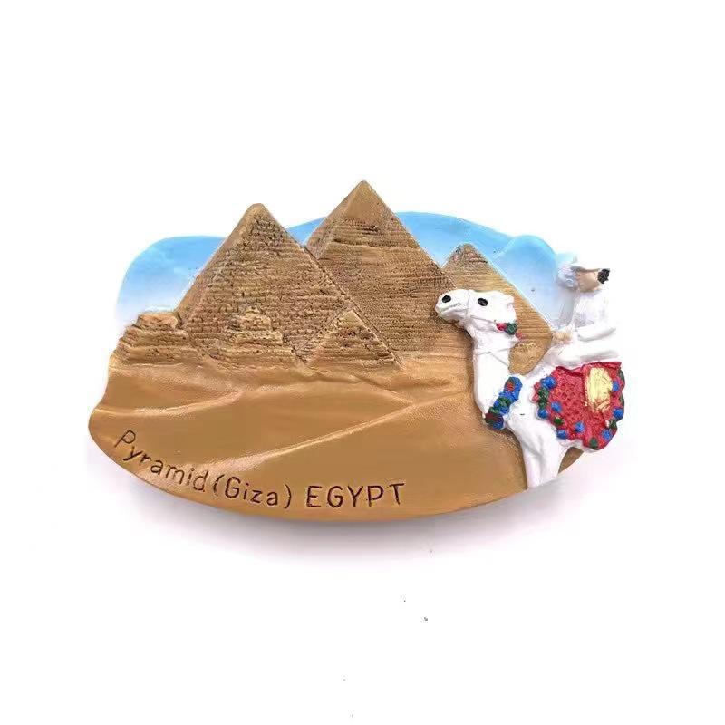 Hand-Painted Egypt Pyramids & Sphinx Resin Fridge Magnet - Tourist Souvenir. Free Shipping!