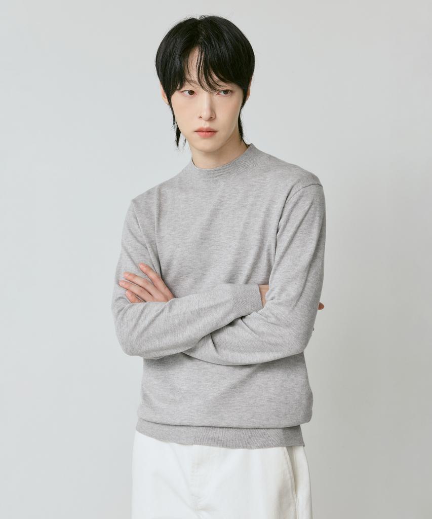 210EDIT Cashmere Blended Mock Turtleneck Knit [Melan Grey]_Zz4Sw011