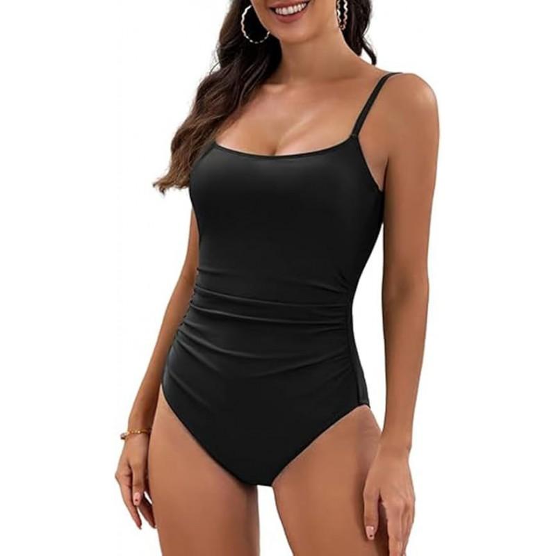 Womens Solid Color Sleeveless Backless One-Piece Swimsuit With Padded Cups Swimming Beach Vacation
