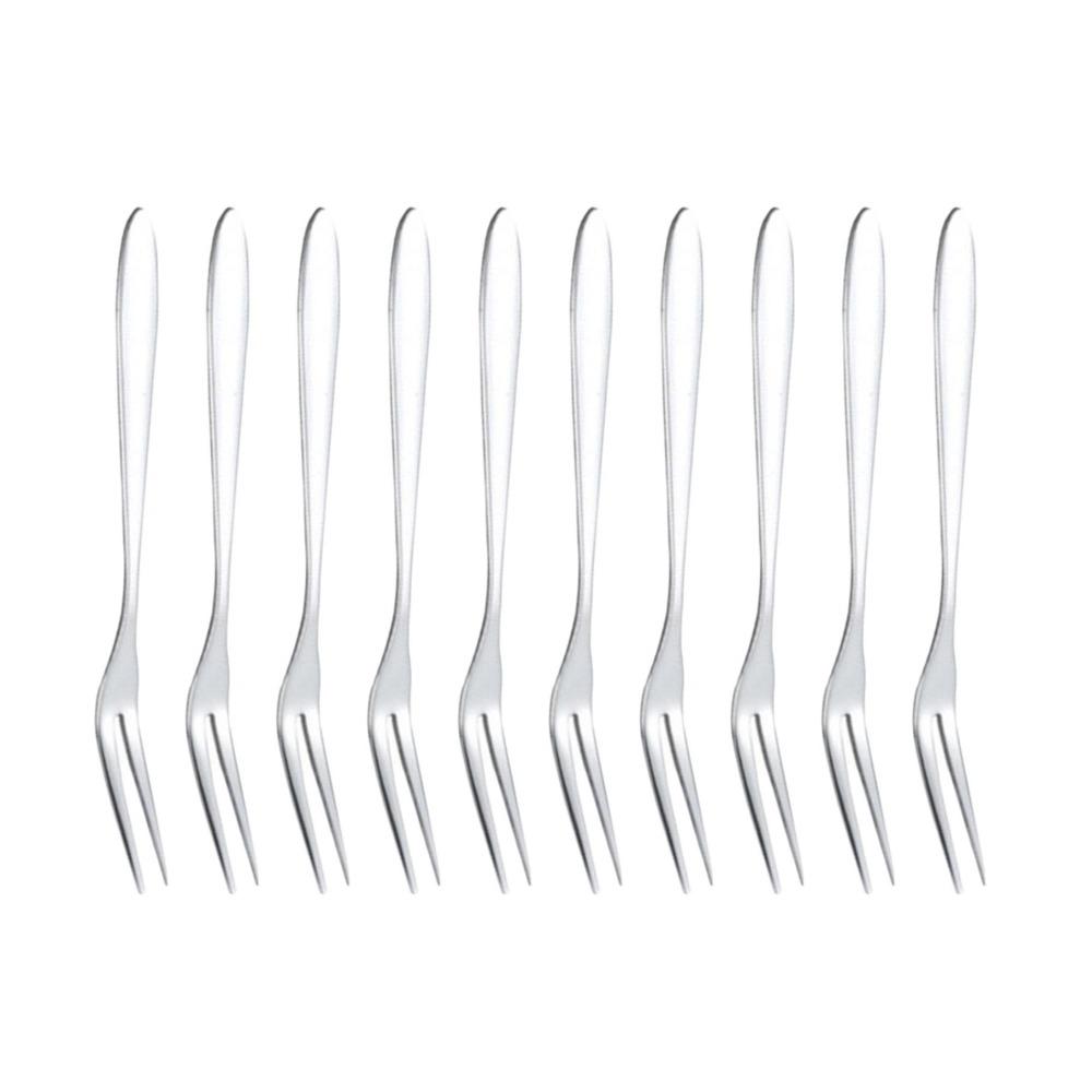Stainless Steel Fruit Fork Cake Dessert Fruit Picks Mooncake Pick for Parties and Events Party Two-tine Dessert Snack Cake Forks