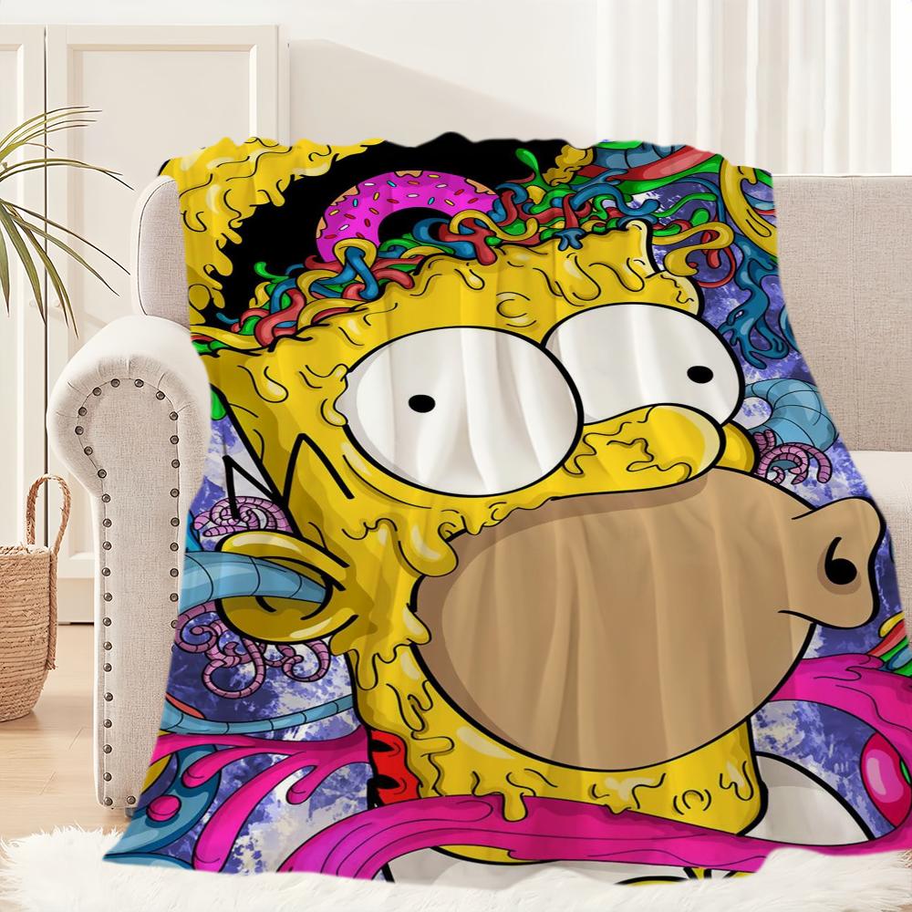 Funny Cartoon T-The S-Simpsonss Blanket Blanket for Couch Sofa Travel Home Hiking Picni Bed Beding Flannel Blanket Birthday Gift