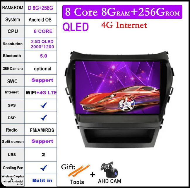 9 Lnch For Hyundai Santa Fe 3 Grand lX45 2012-2017 Car Carplay Video Player GPS IPS Navigation Multimedia Stereo 4G LET