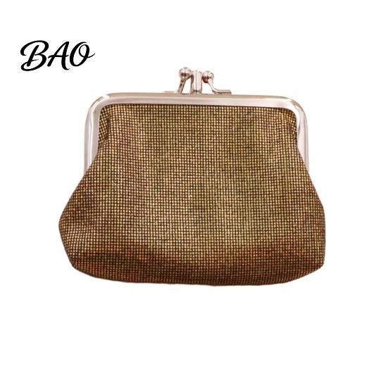 Small Coin Pouch Vintage Glitter Mini Purse, Portable Kiss Lock Closure Change Lightweight Card Holder Pouch, Double-layer Wallet for Cards, Jewelry,