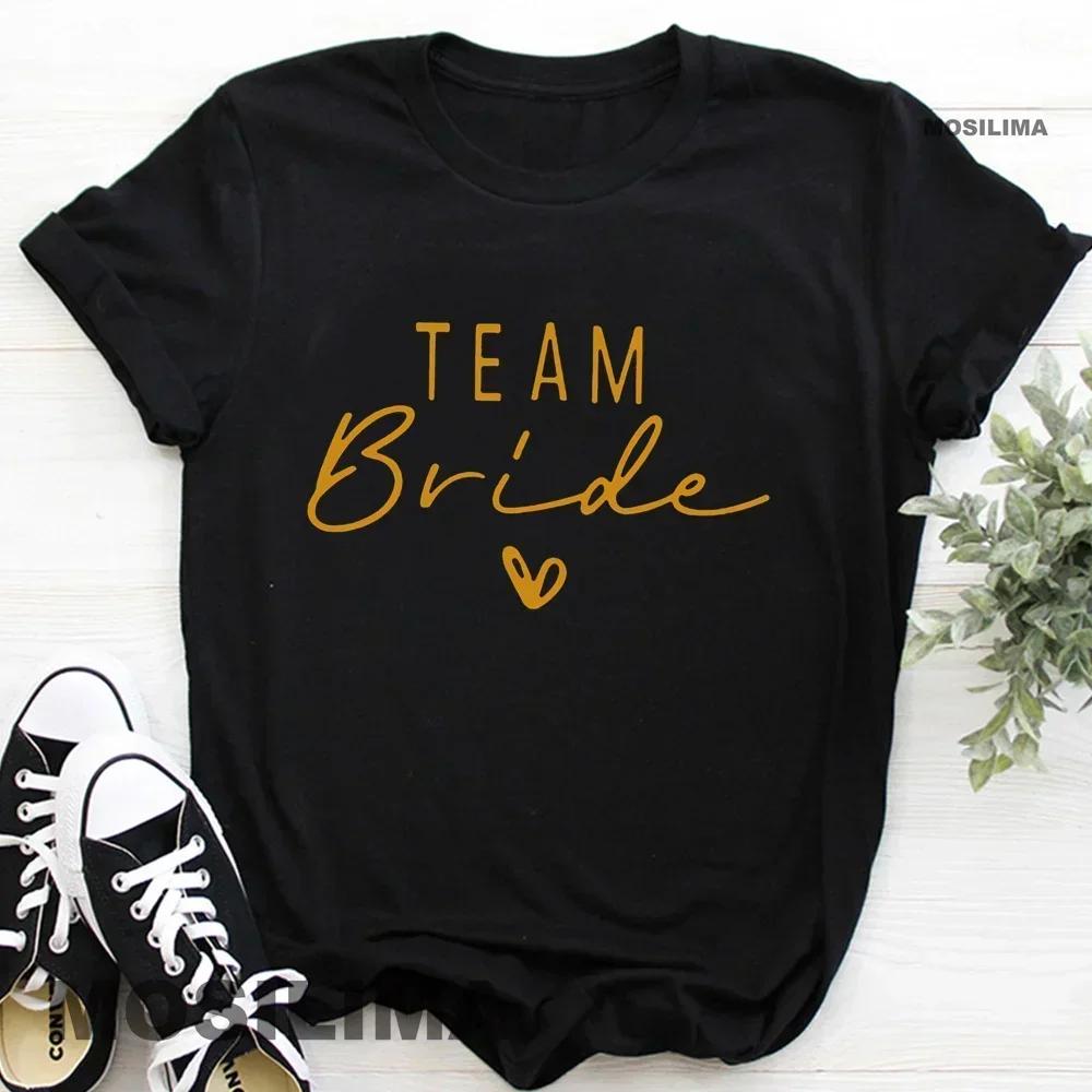 Unisex T Shirt Team Bride Bachelorette Party Shower Hen Party Bridesmaid Print Tshirt 2025 Girls Wedding Female Polyester Tops