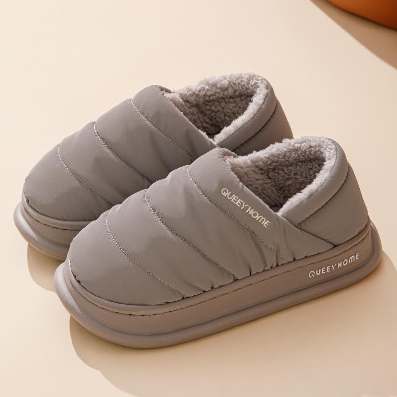 Winter Cotton Slippers for Men, Warm and Plush for Outdoor Wear, Waterproof and Anti Slip Cotton Slippers for Women, Suitable for Home and Indoor Use