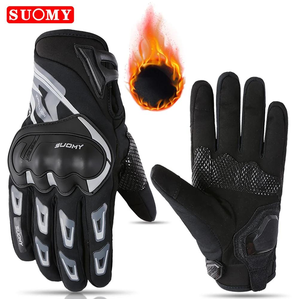 SUOMY Winter Warm Women Motorcycle Gloves Cold-proof Equipment Waterproof Motocross Motorbike Racing Riding Heated Racing Glove