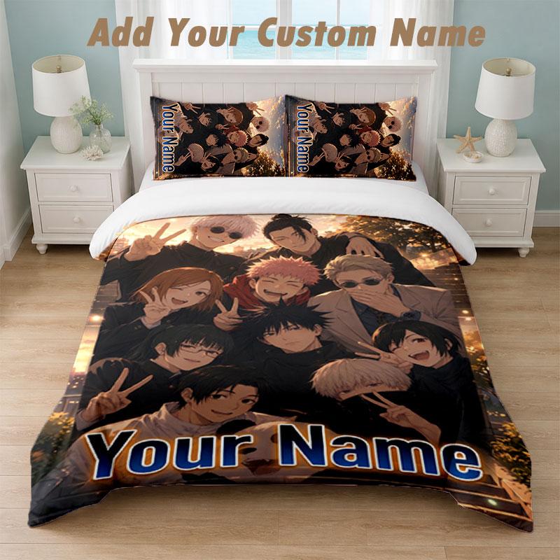 Bedding Set 1 Duvet Cover 2 Pillowcases Jujutsu Kaisen Print Soft Bed Linen Bedroom Decor