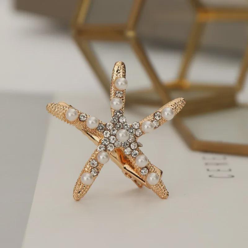 Tuanming Starfish Pearl Hairpin: Trendy European & American Ladies' Ocean-Inspired Fashion Accessory