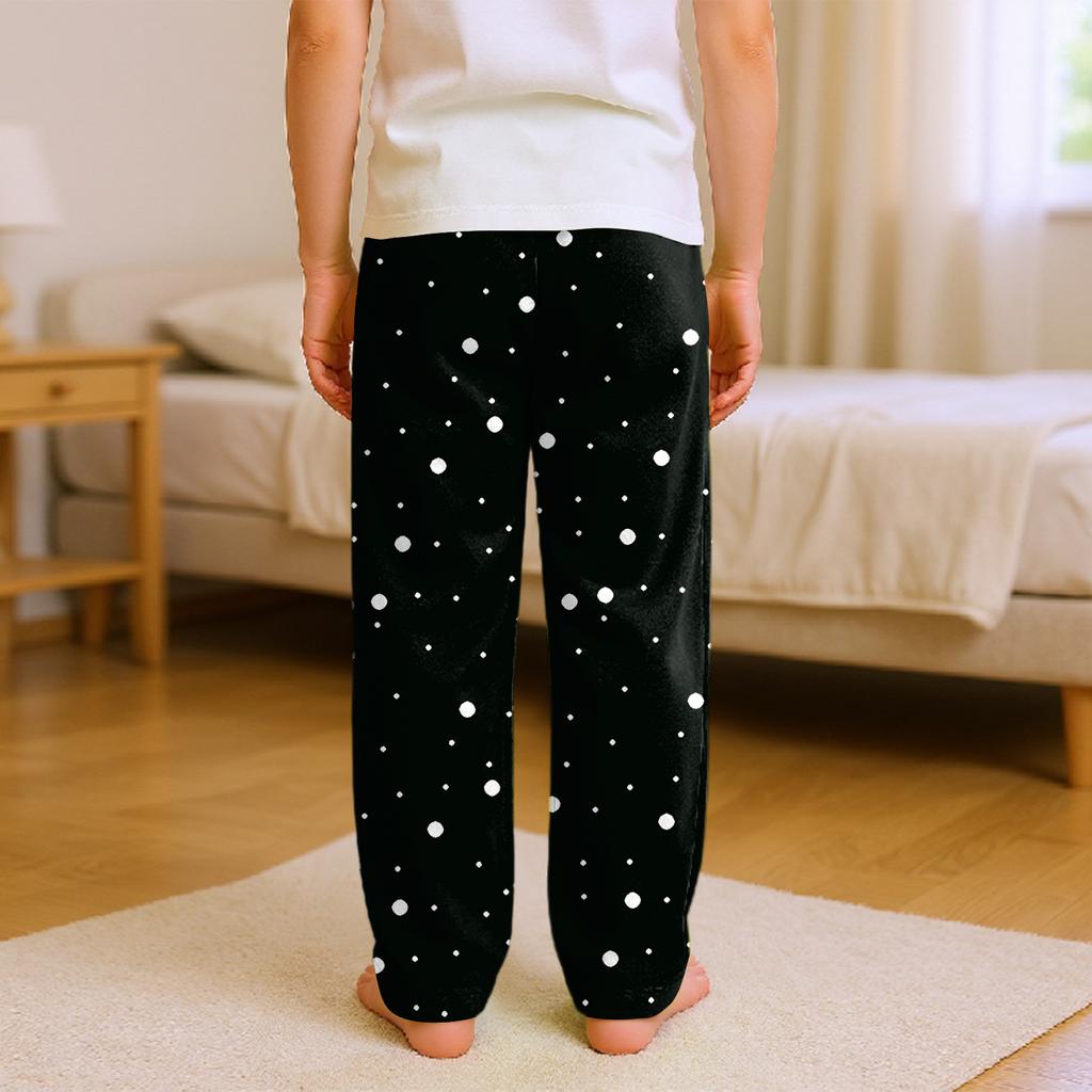 Fashionable Children's Versatile Polka Dot Stripe Print Pocket Casual Pants