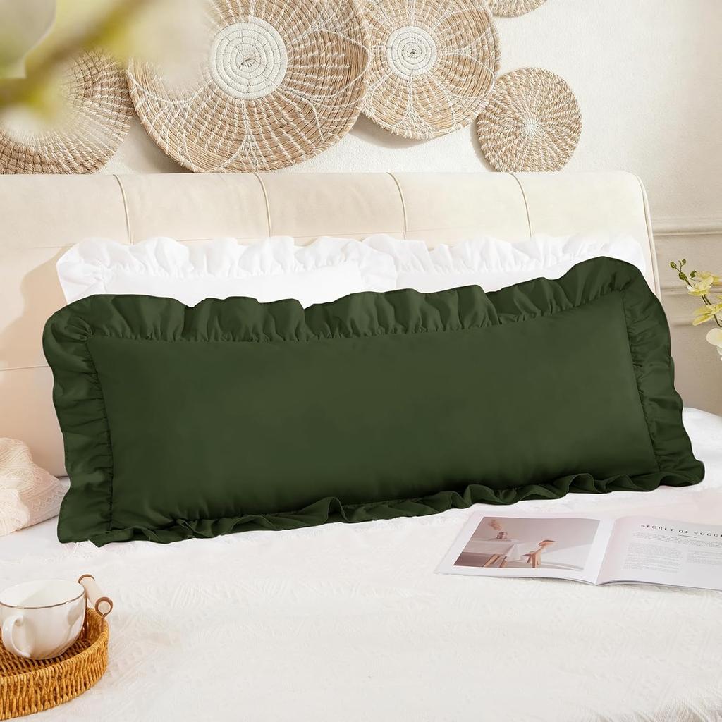 White Ruffle Lumbar Pillow Cover 12x20 Inch, Ruffled Cushion Case Covers for Couch Sofa Bed Living Room, Decorative Farmhouse Throw Pillow Cover,