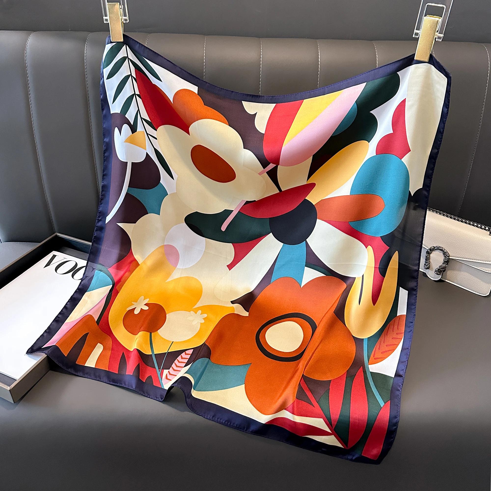 

Модные шелковые повязки для волос с принтом, женские весенние новые элегантные цветочные банданы, шейные платки, повязки на голову, женские шарфы One Size