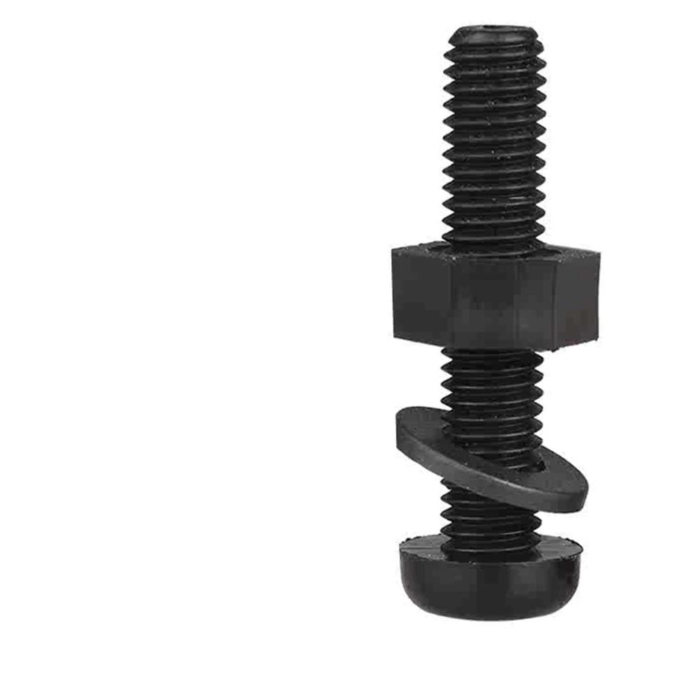 5-50Pcs Cross Round Head Screw and Nut with Washes M2 M2.5 M3 M4 M5 M6 M8 Black/White Nylon Screws Metric Threaded Bolts Nut Kit