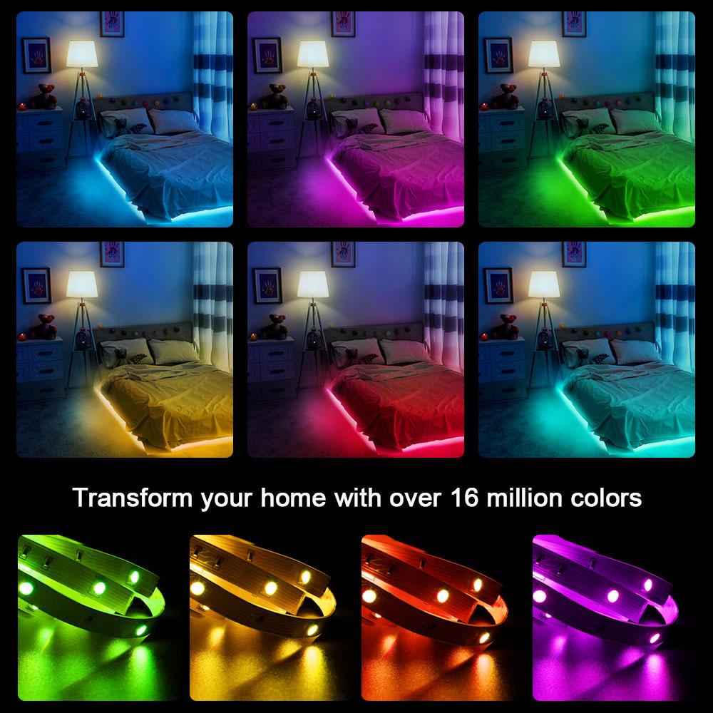 ColorRGB,LED Strip Light ,RGB 5050 Flexible Ribbon, DIY Led Light Strip RGB  Tape Diode DC 12V bluetooth Christmas lights