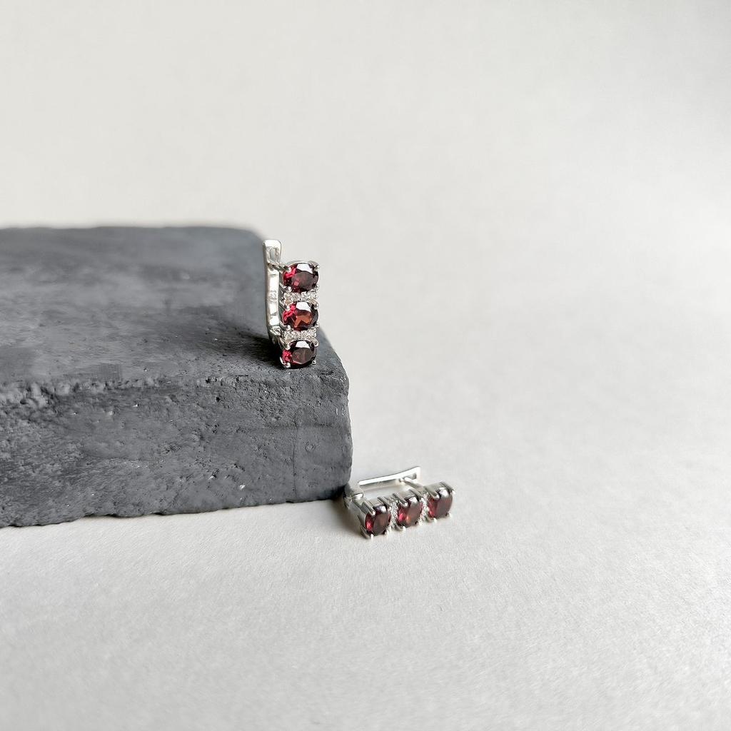 Silberohrringe mit natürlichem Granat 2,894 ct (2166467)