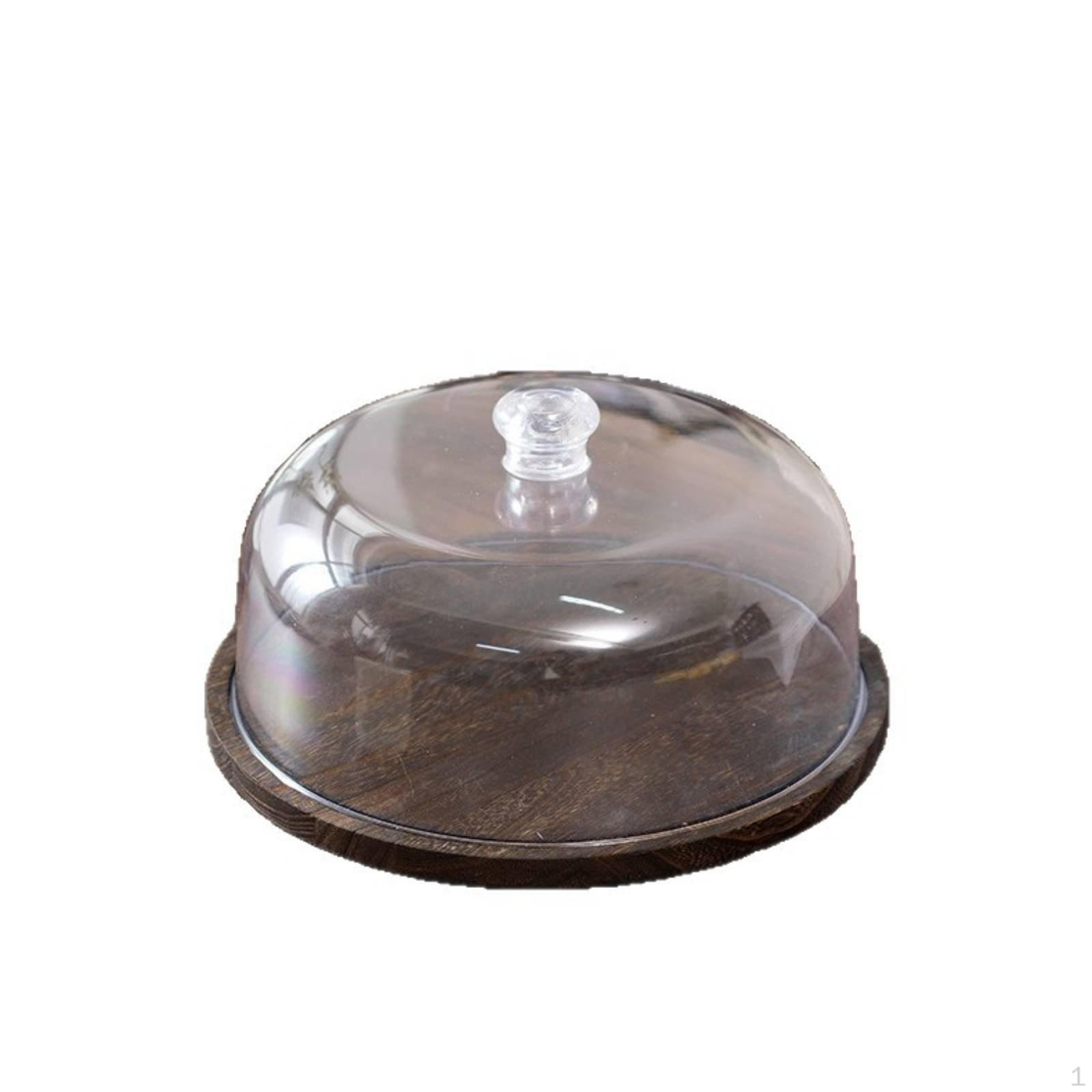 Cake Dome with Wooden Base Rotatable Stand DustResistant Round Pastry Display Tray Style 1