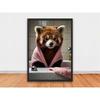 Animal Lion Pink Bathrobe In Bathtub Funny Sloth Panda Wolf Poster Print Wall Art Pictures Canvas Painting Room Home Decor Gift