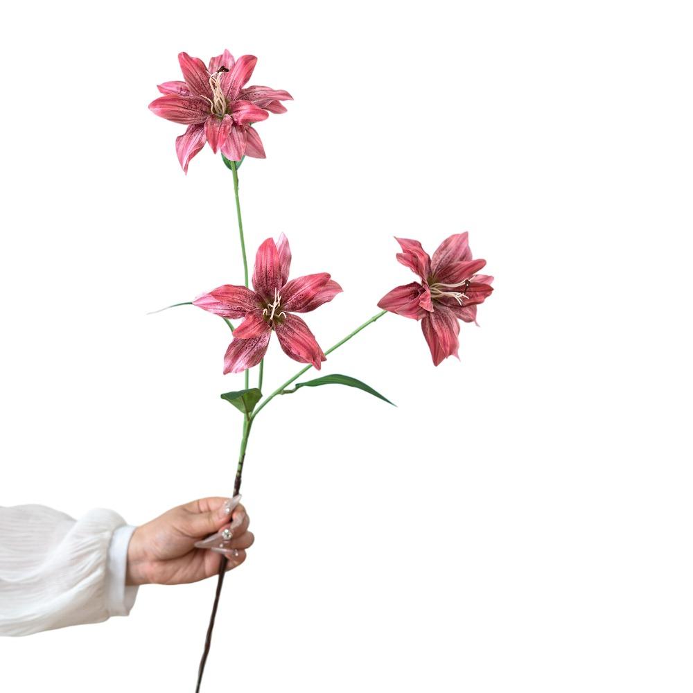 86cm Height Artifiical Flower Branch Flexible Stems Lily Fake Flower  Desktop Ornament
