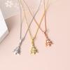 Christmas Tree Pendant Necklace For Women Aesthetic Green Crystal Gold Color Korean Fashion Choker Chains Neck Jewelry Gift N181