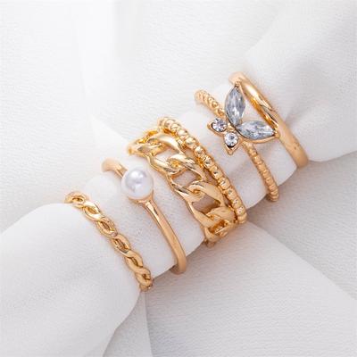 Retro Temperament Schmetterling Liebe Ring 5-teilige Ring Weibliche Einfache Mode Ring Schmuck