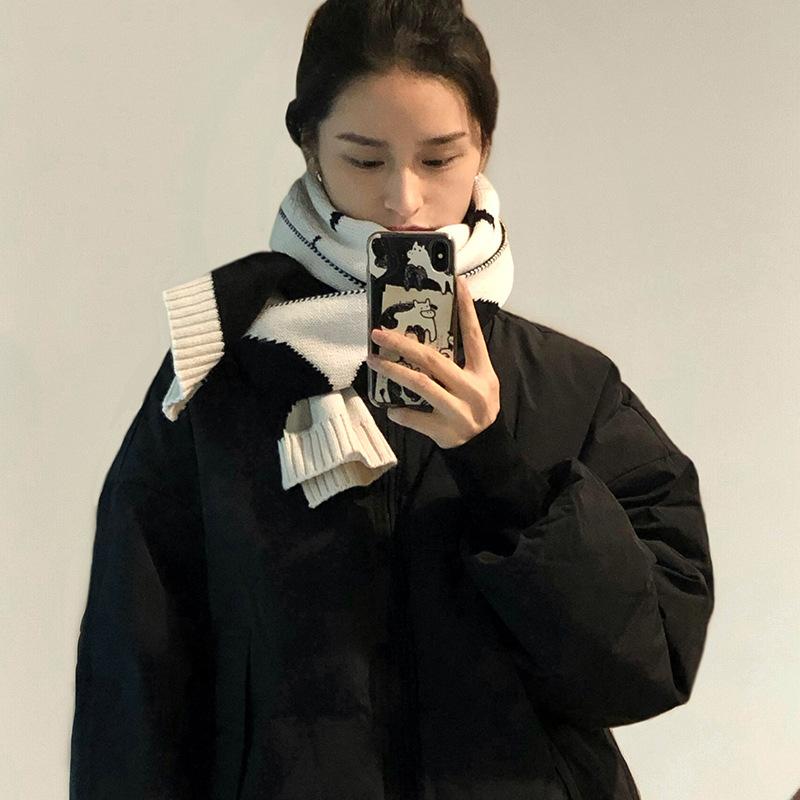 

Autumn and Winter New Korean Style Solid Color Knitted Wool Scarf for Male and Female Students and Couples Japanese Versatile Thickened Warm Scarf 180*35cm