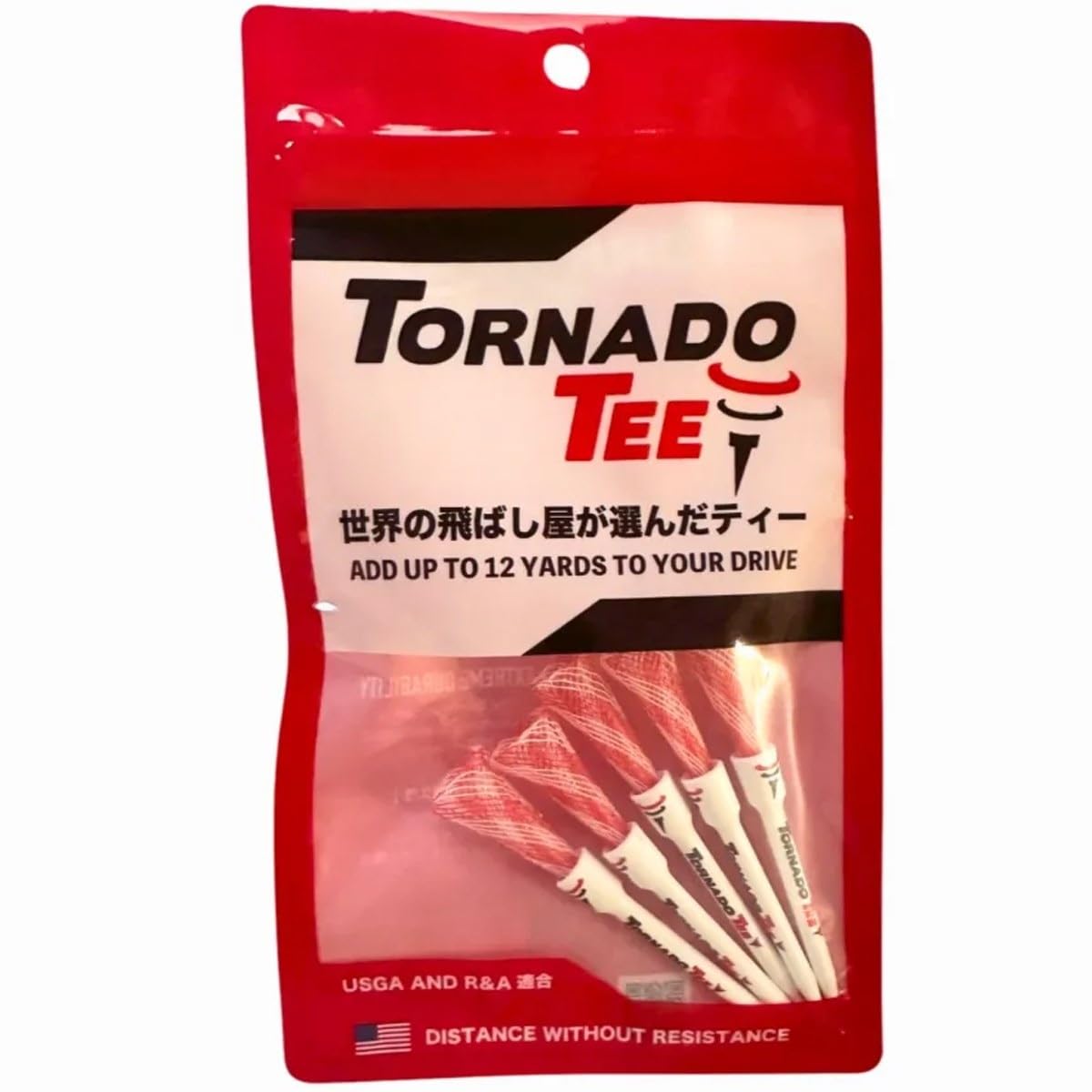 

TORNADO TEE Authentic Tornado Tee Monofilament Long Drive Golf Tees 2024 Red White [Japan Color] 5-Pack & (3.25 inches)