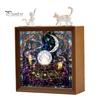 Wooden Photo Frame Base DIY Acrylic Cat Puzzles Night Light, Hand-Assembled Stained Glass Style Jigsaw Lamp with Personalized Handmade Presents Decor,