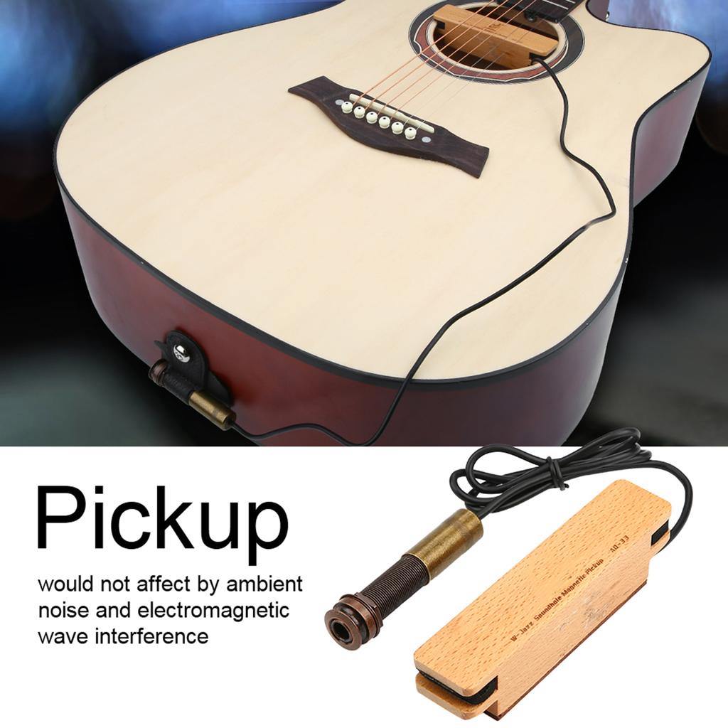 Wooden Passive Magnetic Closed External Pickup 6.35mm Plug for Acoustic Folk Guitar