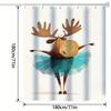Modern Cartoon Moose Ballet Shower Curtain - Humorous & Whimsical Design, 100% Polyester, Machine Washable, Includes Hooks