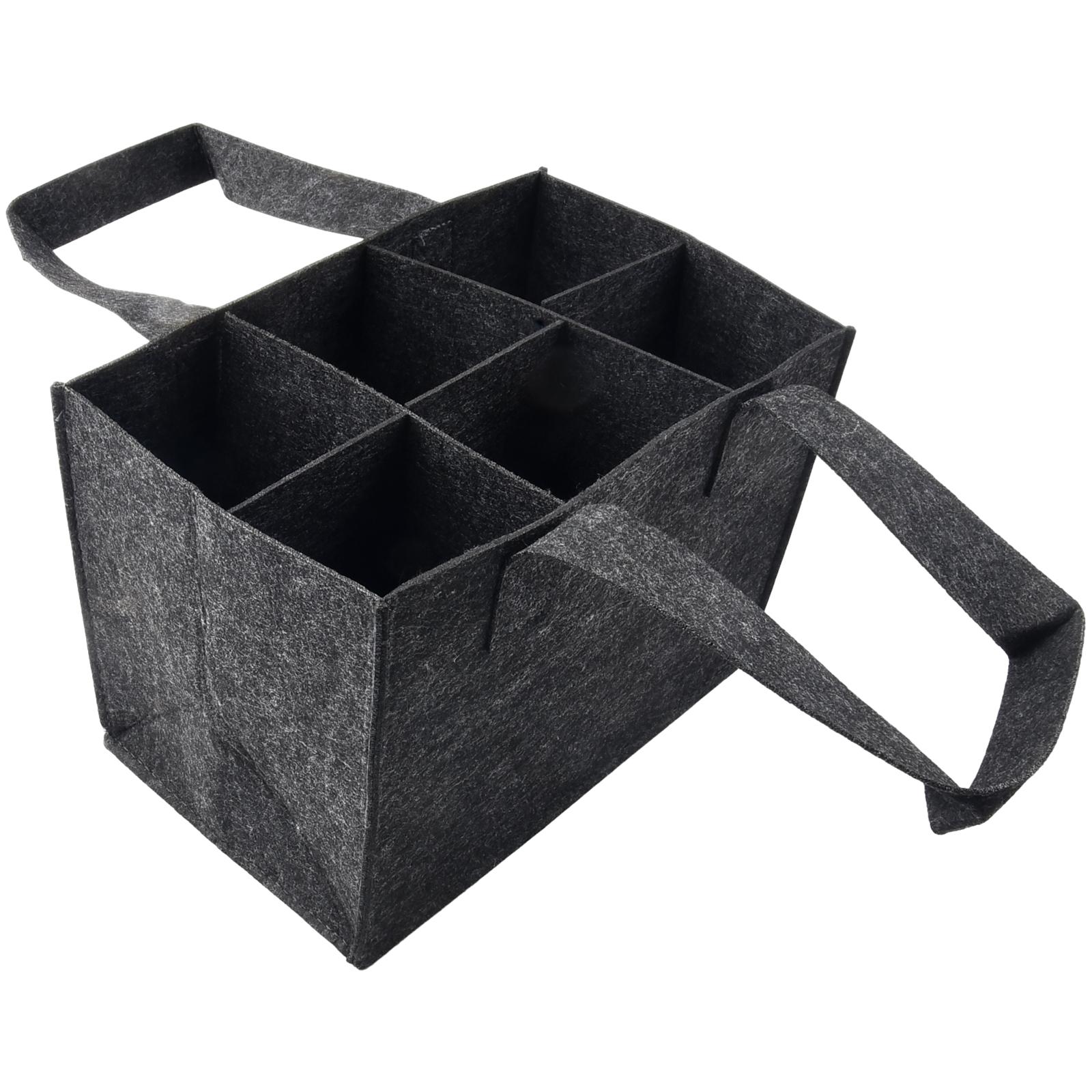 

Складная войлочная сумка для хранения, портативный органайзер на 6 слотов, держатель для винных бутылок серый