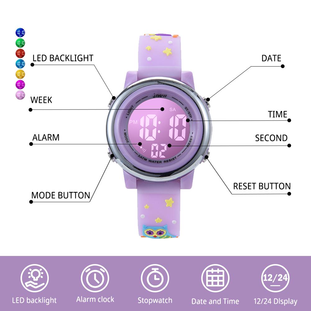 Heißer Verkauf Chronograph LED Sportuhr für Jungen im Alter von 3-15 Kinderkalender Digital Wasserdicht Cartoon Uhr für Mädchen