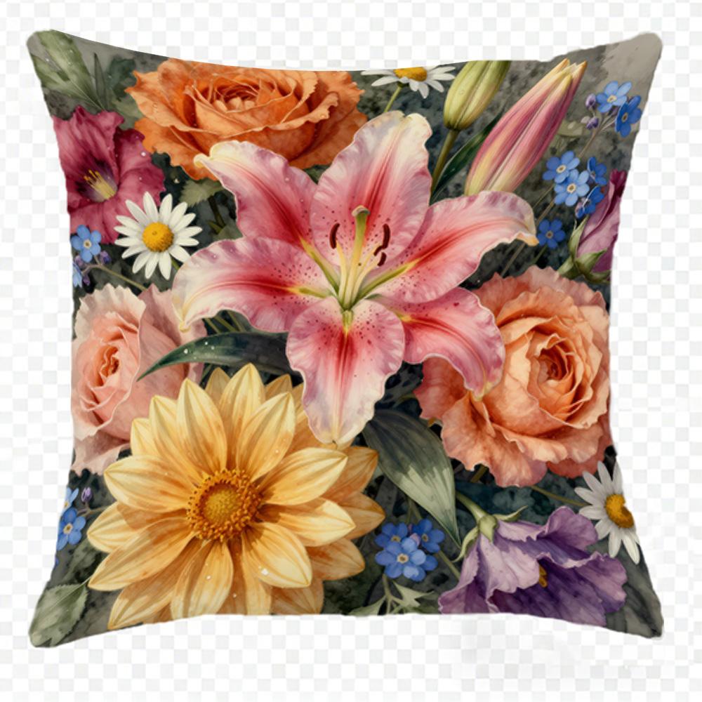 

1/4pcs Floral Patterned Pillow Covers for Cozy Decor Sofa cushion cover home bedroom room decoration 45x45cm-1pcs
