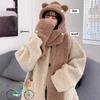 Cute Bear Ear Hat Scarf Gloves Set Thicken Women Beanies Caps Winter Warm Windproof Ear Protection Hat