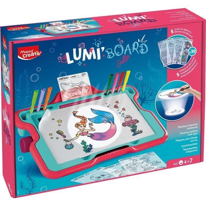 Machine à dessiner maped lumi board - sirènes - age 4+ - projection lumineuse - 5 niveaux de difficulté