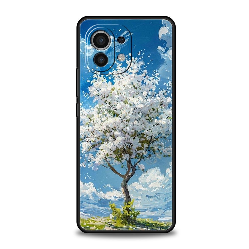 Phone Case For Xiaomi Mi 15 14 13 12 11 Lite 14T 13T 12T 11T Pro Poco X6 X5 X3 Pro F6 F5 F4 Oil Painting Of Flowers Black Cover