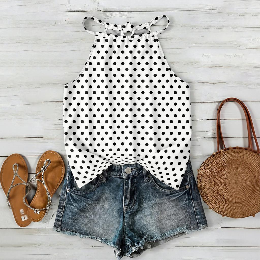Women Geometric Print Bohemian Style Sleeveless Neck Tank Top Loose Fit Summer Blouse for Outdoor and Daily Wear
