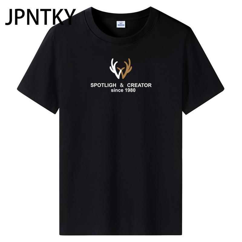 JPNTKY Cotton Short Sleeve T-shirt Men's Fashion Loose Half Sleeve Shirt Printed Compassionate Shirt