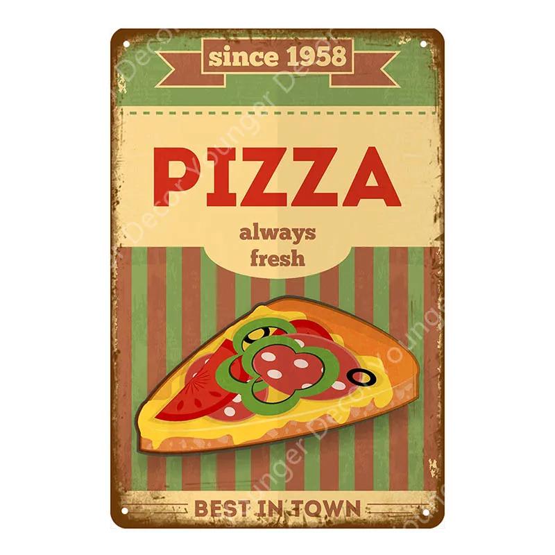 Italian Good Food Pizza Pies Metal Signs Wall Decoration Vintage Metal Poster Home Kitchen Decor Painting Plaques YJ145