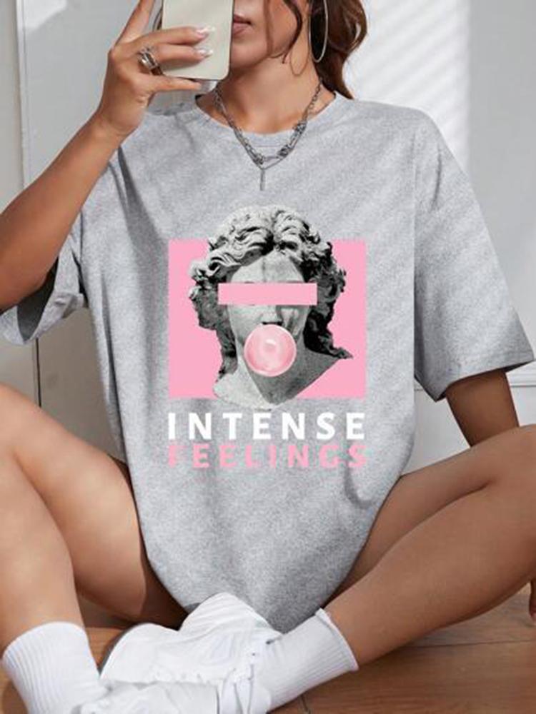 

2025 Летняя Свободная Женская Футболка Высокого Качества с Круглым Вырезом, Скульптурным Буквенным Узором, с Коротким Рукавом, Женская Футболка с Коротким Рукавом CCXX120 XXXL янтарь