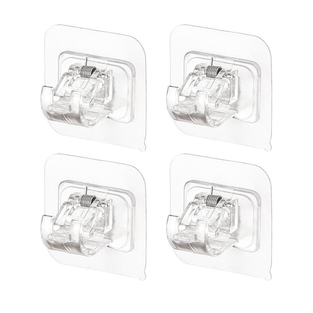 4 Stück Große Selbstklebende Gardinenstangenhalterungen Ohne Bohren Gardinenstangenklemme Klar Schwarz Fenstergardinenstangenhalter