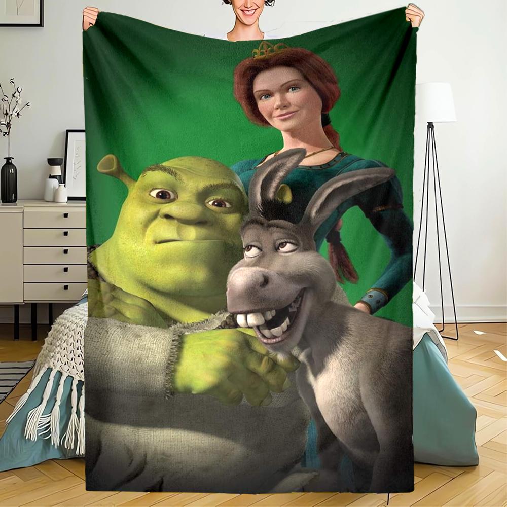 Shrek Theme Printed Blanket - Perfect for Couch, Bed, Travel & Outdoor Use | Machine Washable, Cozy & Durable.