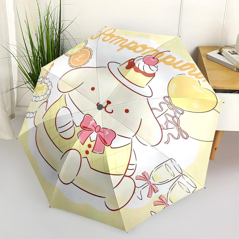 1pc Pompompurin Cute Dessert Party Umbrella with Plastic Handle,Compact & Stylish,Suitable for All Seasons Home Travel Outdoor N234