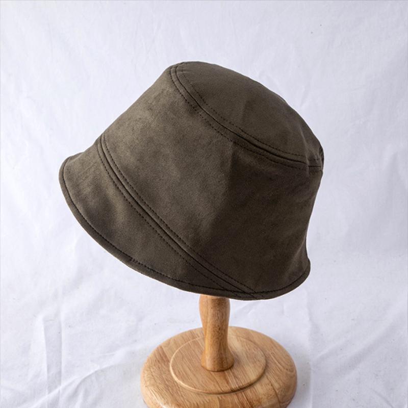 Korean Suede Bucket Hat for Women Solid Color Foldable Fisherman Cap Outdoor Sunscreen Female Panama Sun Hats