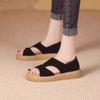 Summer 2025 Open-toed Soft Leather Sandals Comfortable Fashion Retro Versatile Flat Non-slip Fashion Casual Shoes Single Shoes