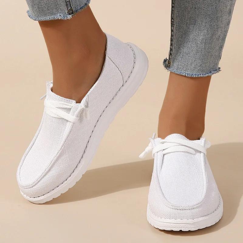 Summer New Women Fashion Vulcanize Shoes Ladies Casual Flats Convenient Slip on Loafers Comfortable Outdoor Sports Sneakers