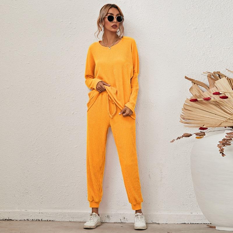 JPNTKY Women's Fashion Casual Long Sleeve O-Neck Pants Suits