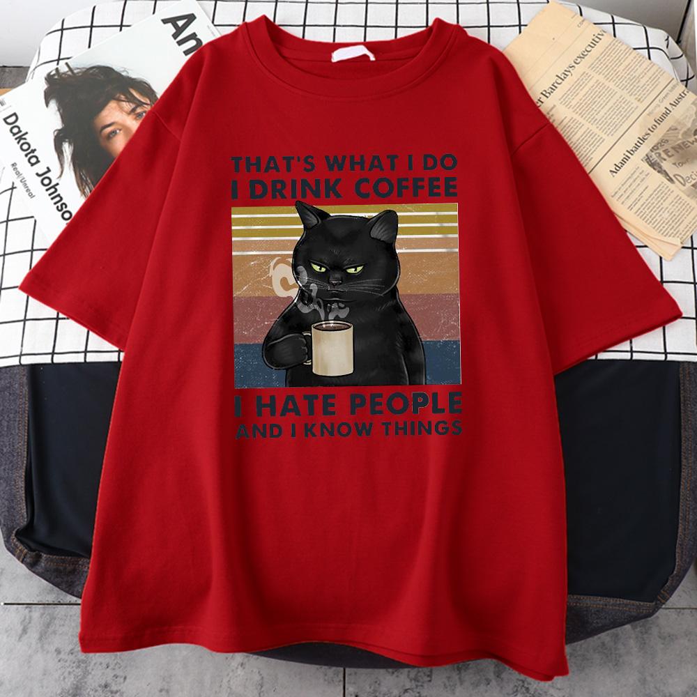 

Мужские хлопковые футболки с короткими рукавами с принтом «Это то, что я делаю, я пью кофе», винтажные топы большого размера, мужская одежда L