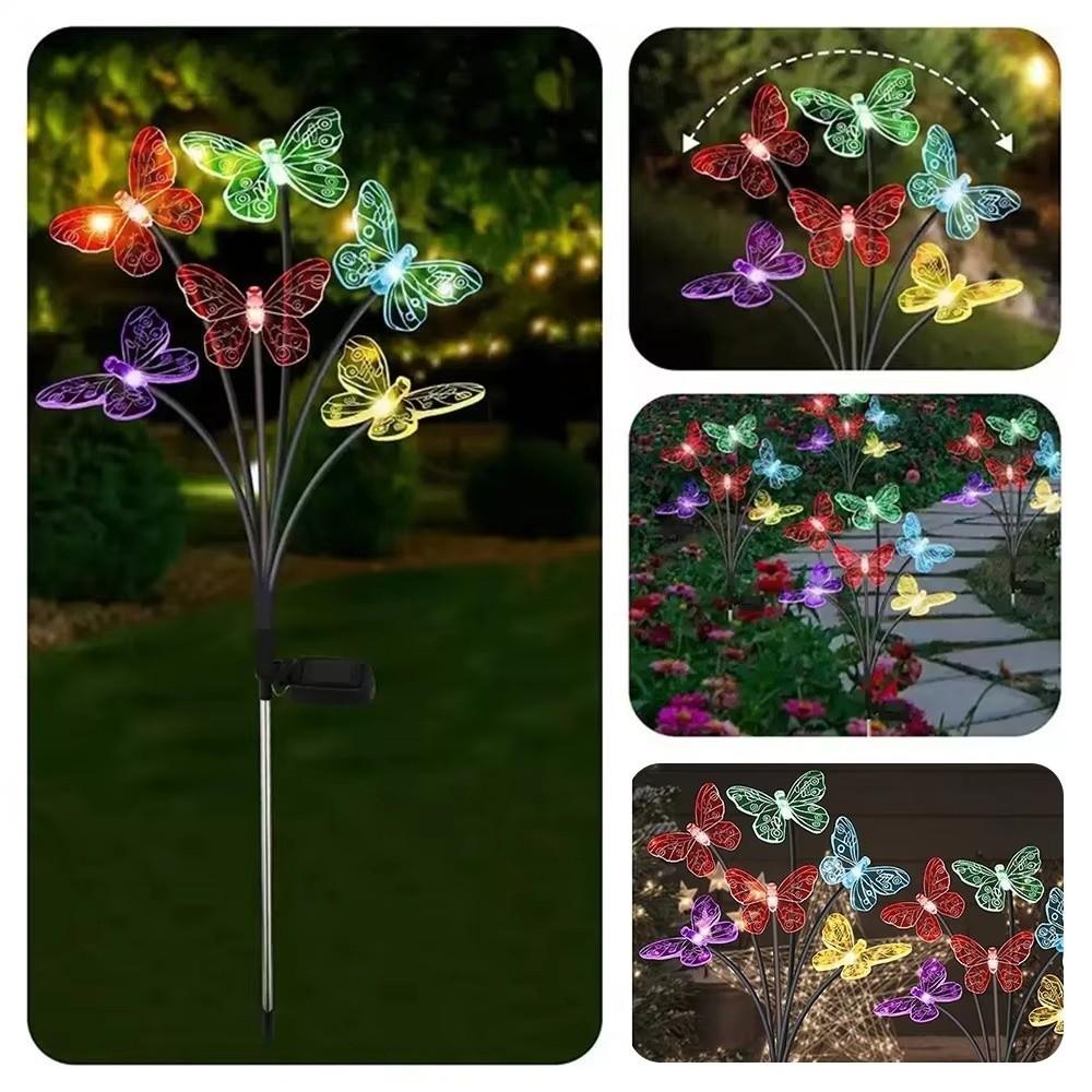 Waterproof Solar Butterfly Lights Outdoor Multi-Color Changing 6/8/10 Heads Solar LED Lights Energy Saving