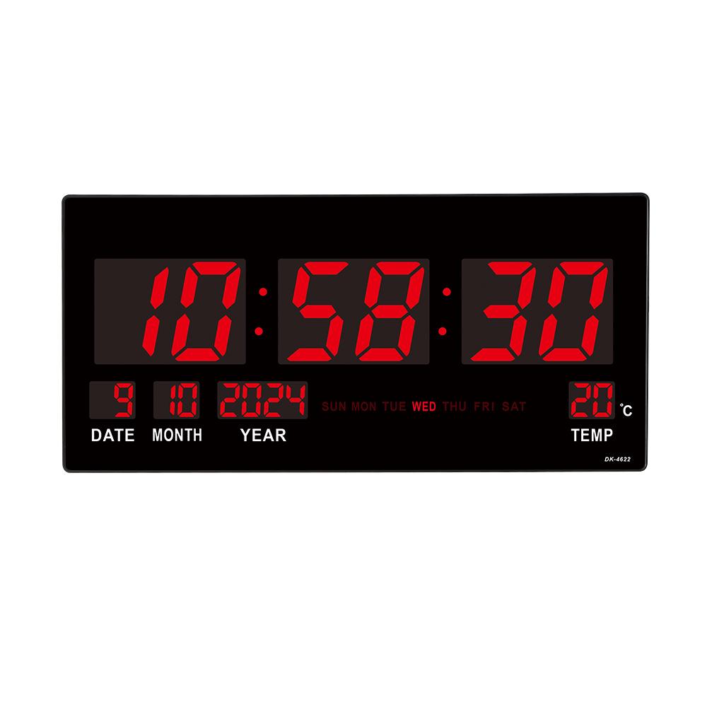 Large LED Wall Clock - English Display with Plug-in Feature for Living Room